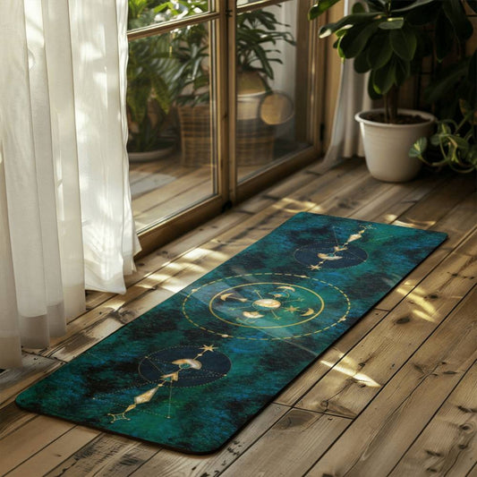 Yoga Mat with Straps, Celestial Fantasy Design, Abstract Marble Design