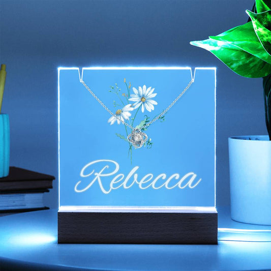 Personalized Birth Flower Night Light with Necklace