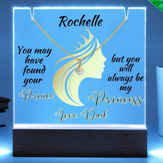 Necklace with Personalized Acrylic Accent Light Display Stand | Gift from Dad to Daughter | Alluring Beauty Pendant