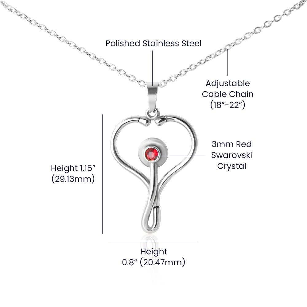 To Nurse Daughter from Mom and Dad Heart Stethoscope Pendant Necklace