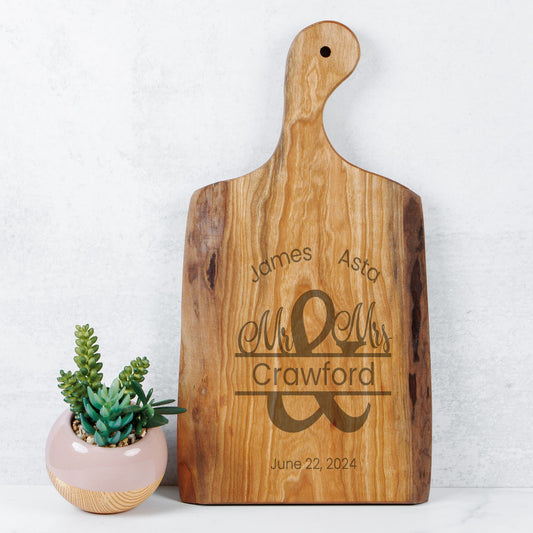 Mr & Mrs Live Edge Artisan Wood Serving Board