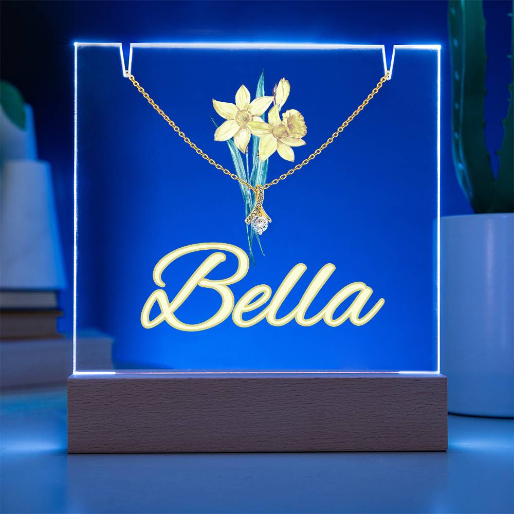 Personalized Birth Flower Night Light with Necklace