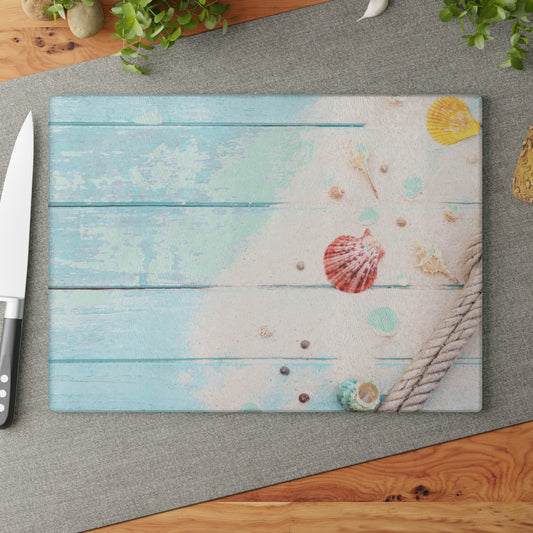 Glass Cutting Board, Boardwalk Shells - Two Sizes Available1