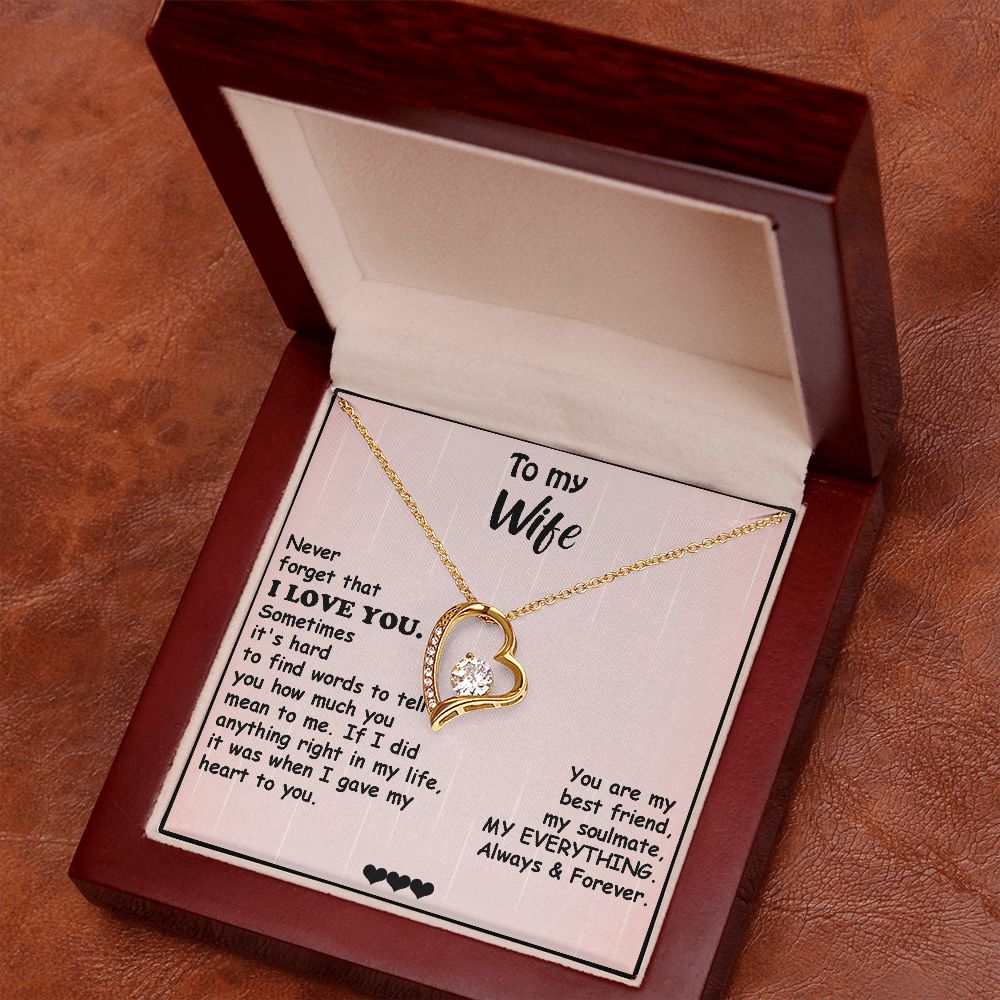 Wife/Soulmate Forever Love Open Heart Cubic Zirconia Pendant Necklace