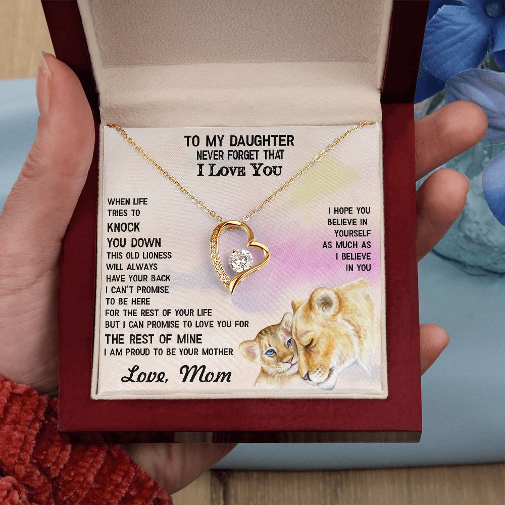 To My Daughter from Mom Open Heart Cubic Zirconia Pendant Necklace