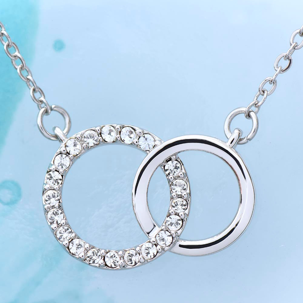 Promise Necklace Interlocking Open Circles White Gold with Cubic Zirconia Crystals