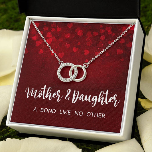Mother and Daughter Perfect Pair Necklace 14k White Gold with Cubic Zirconia
