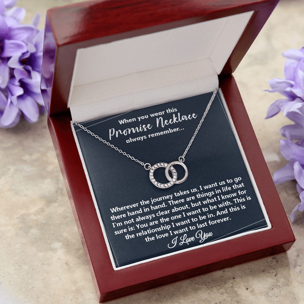 Promise Necklace Interlocking Open Circles White Gold with Cubic Zirconia Crystals