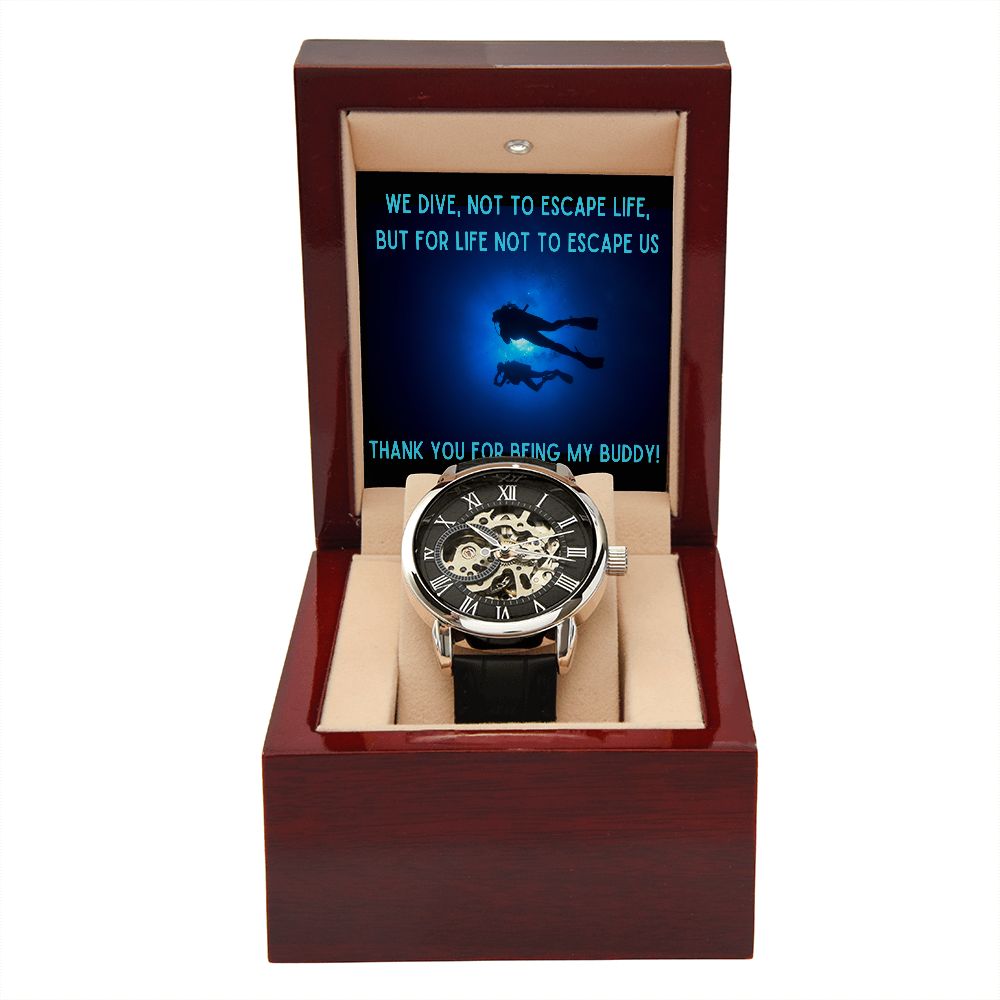 Thank You For Being My Dive Buddy Openwork Watch with Luxury Box