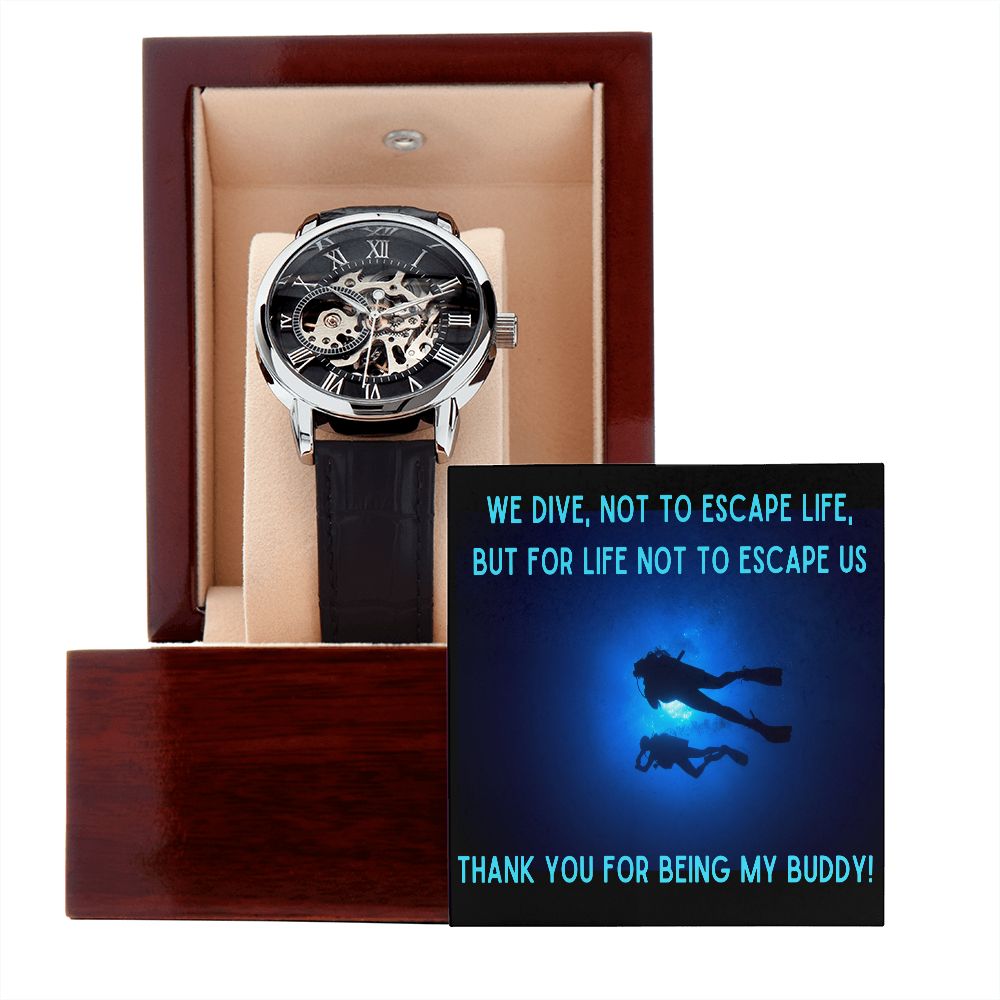 Thank You For Being My Dive Buddy Openwork Watch with Luxury Box