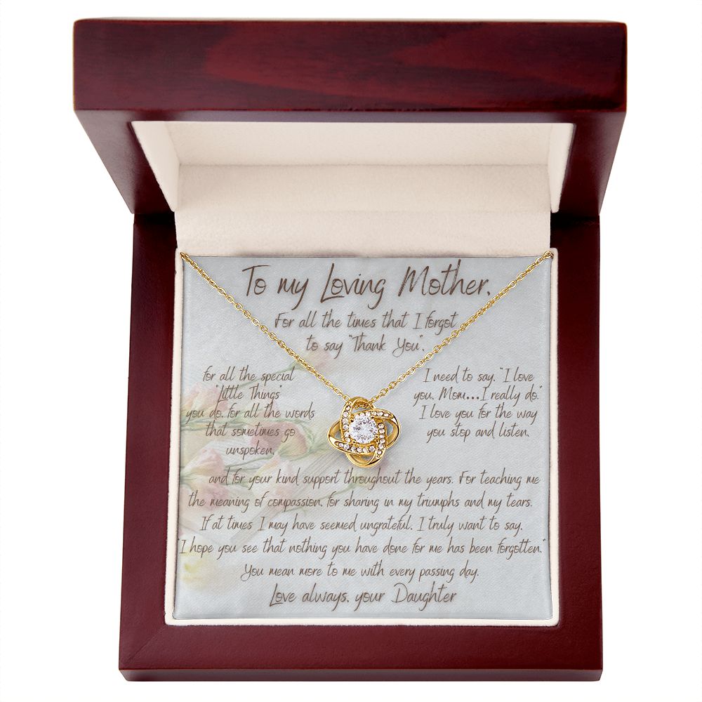 To My Loving Mother, Thank You from Daughter | Love Knot Necklace Gift for Mom | Mother's Day, Birthday