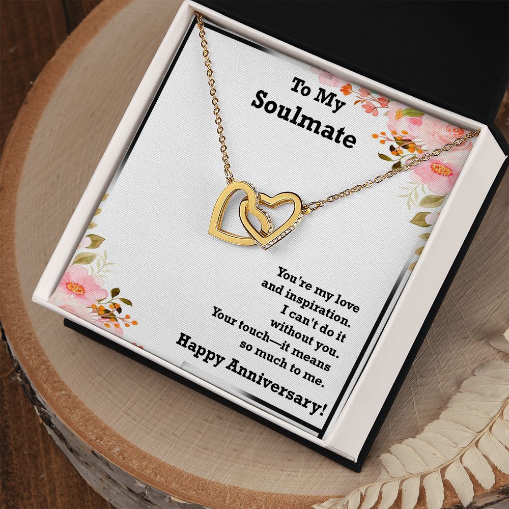 To My Soulmate...Happy Anniversary Interlocking Hearts Necklace