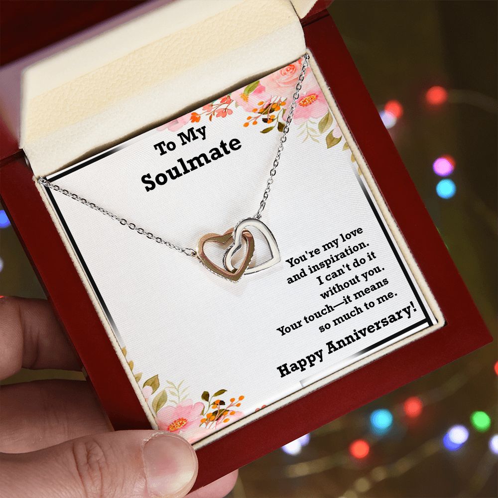 To My Soulmate...Happy Anniversary Interlocking Hearts Necklace