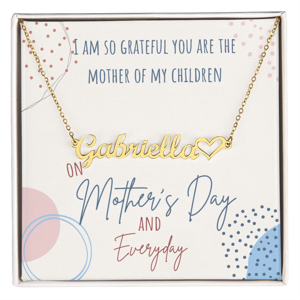 Personalized Mother's Day Name Necklace from Husband, Wife, Boyfriend, Baby Daddy | Custom Name with Heart in Silver or Yellow Gold