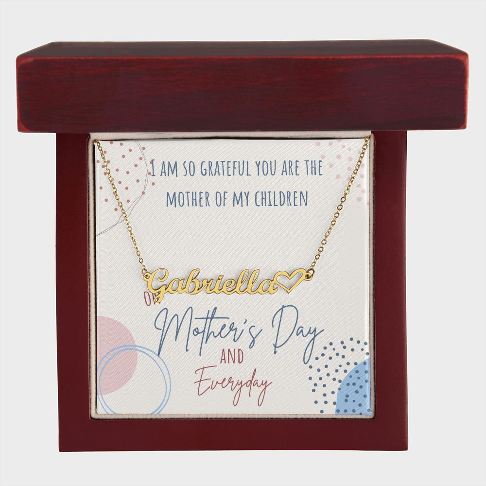Personalized Mother's Day Name Necklace from Husband, Wife, Boyfriend, Baby Daddy | Custom Name with Heart in Silver or Yellow Gold