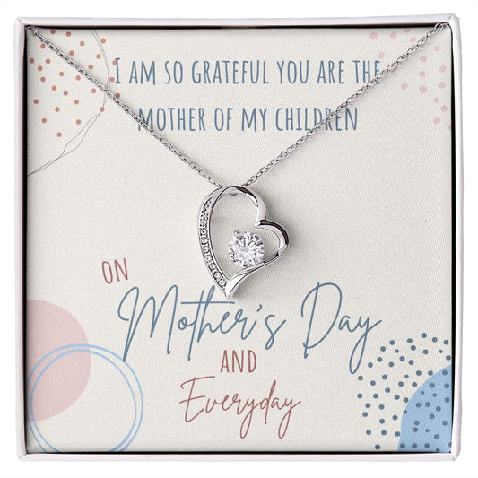 Mother of my Children Mother's Day Necklace with Gift Message | From Husband, Boyfriend, Life Partner | Open Heart with Cubic Zirconia Crystal in Silver or Gold