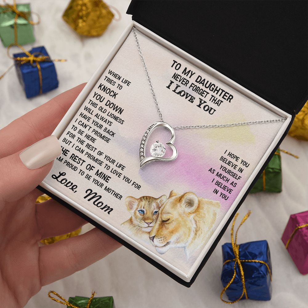 To My Daughter from Mom Open Heart Cubic Zirconia Pendant Necklace