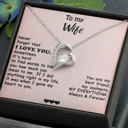 Wife/Soulmate Forever Love Open Heart Cubic Zirconia Pendant Necklace