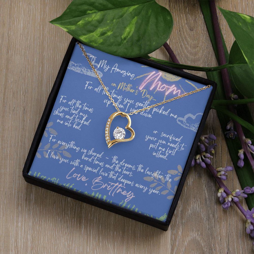 Amazing Mom Mother's Day Gift | Personalized with YOUR NAME | White or Yellow Gold Heart with CZ Crystal