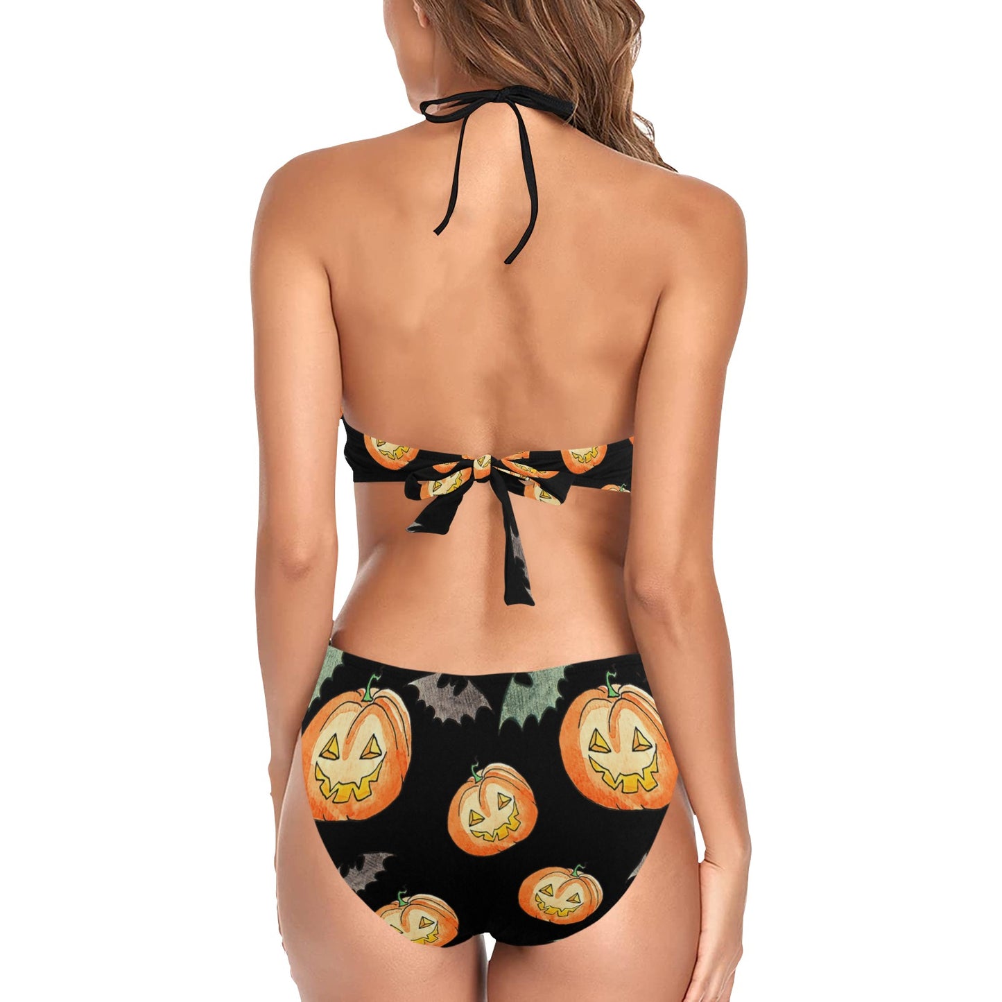 Pumpkins and Bats Fringe One-Piece Swimsuit